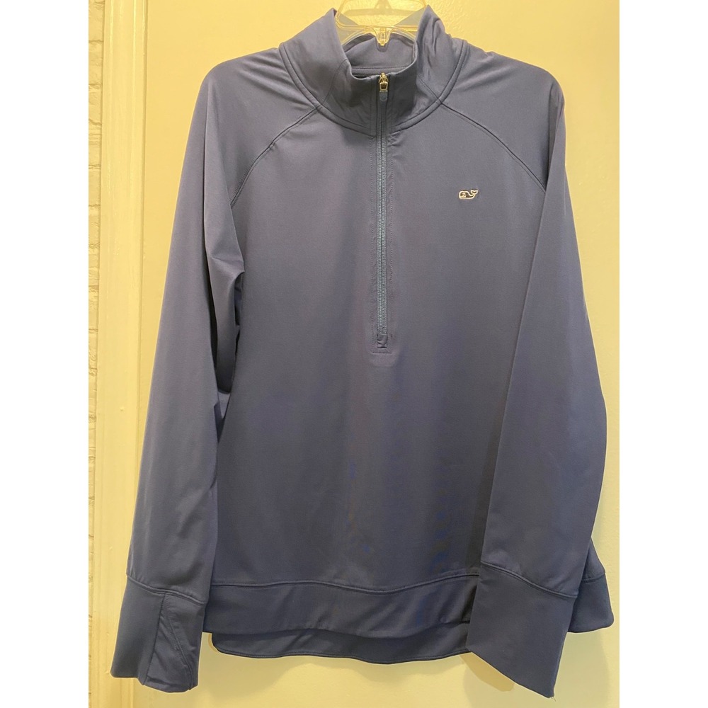 Vineyard Vines Performance Quarter Zip Pullover Mens XL Navy Blue Whale Logo